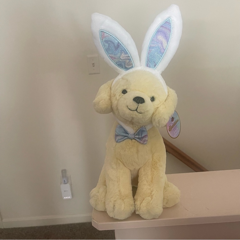 F•A•O Schwarz 12" Cheers 4 Ears Toy Plush Labrador Wearable Bunny Ears New